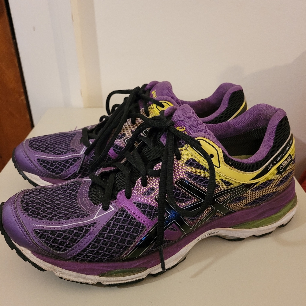 Asics GORTEX Purple Yellow Gel Sneakers, 9